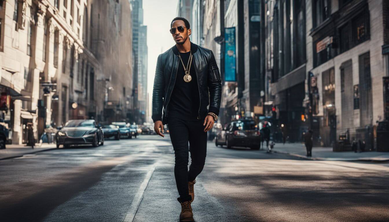 Ludacris as Tej Parker walking confidently in a city street.