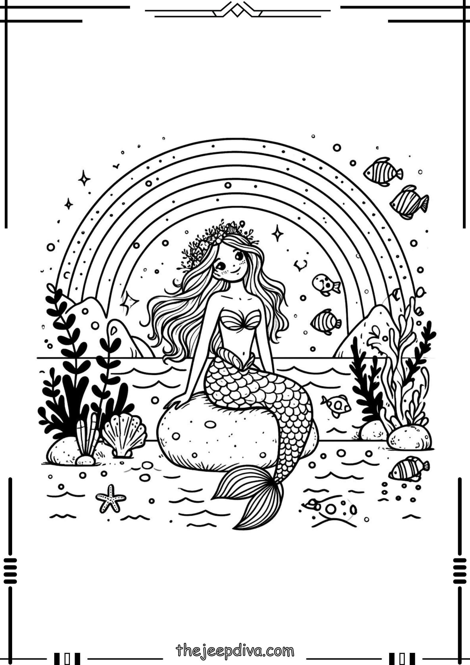Mermaid Colouring Pages - Hard-5